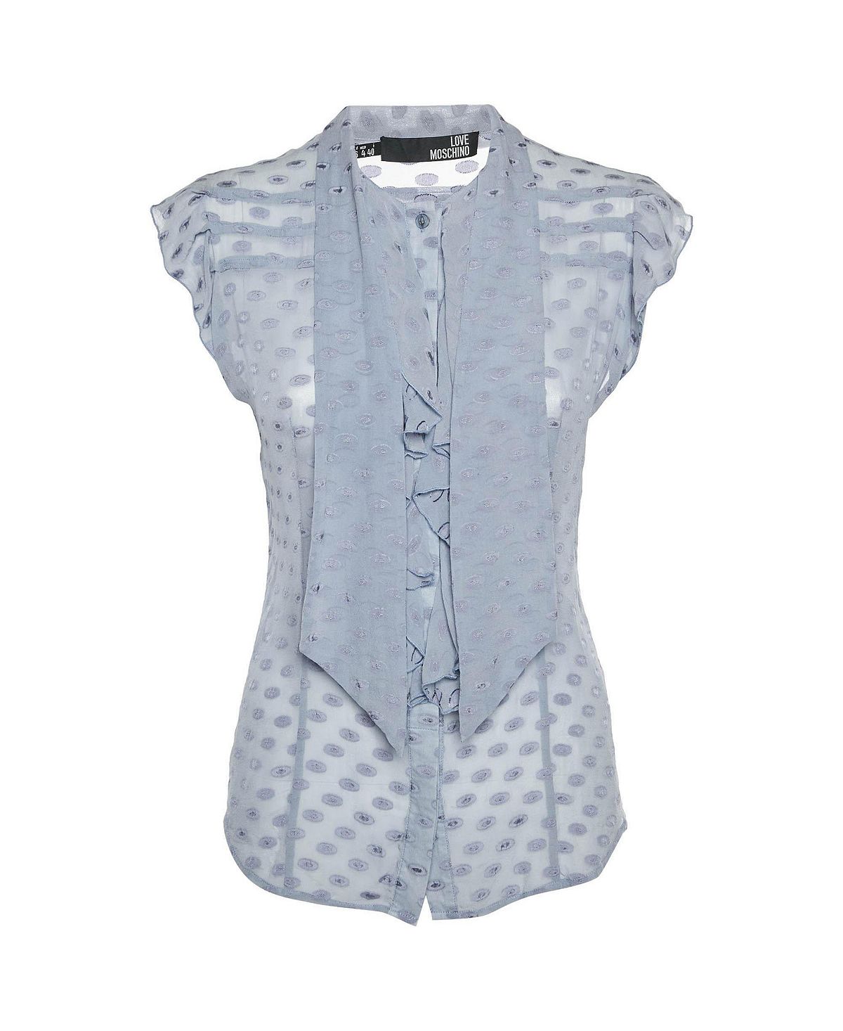 Pre-Owned Love Moschino Women's Fil Coupe Silk Ruffle-Front Top view 1 — MAYCSS fashion products