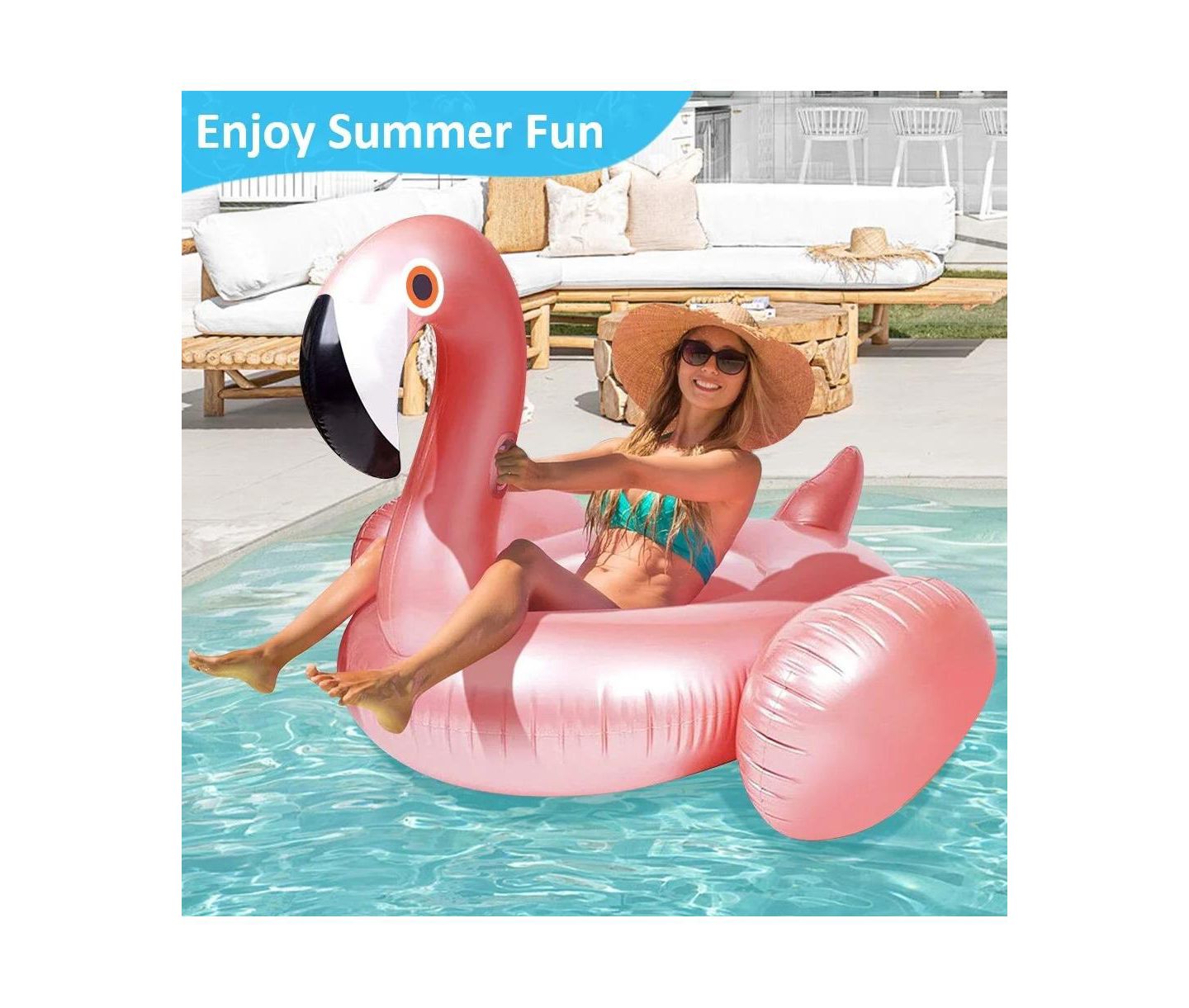 Детская игрушка Cowin Flamingo Float Pool, 47"L x 45"W x 44"H, Giant Inflatable, 440 lb Load Capacity, Ages 18+, цвет: Розовый — фото 4
