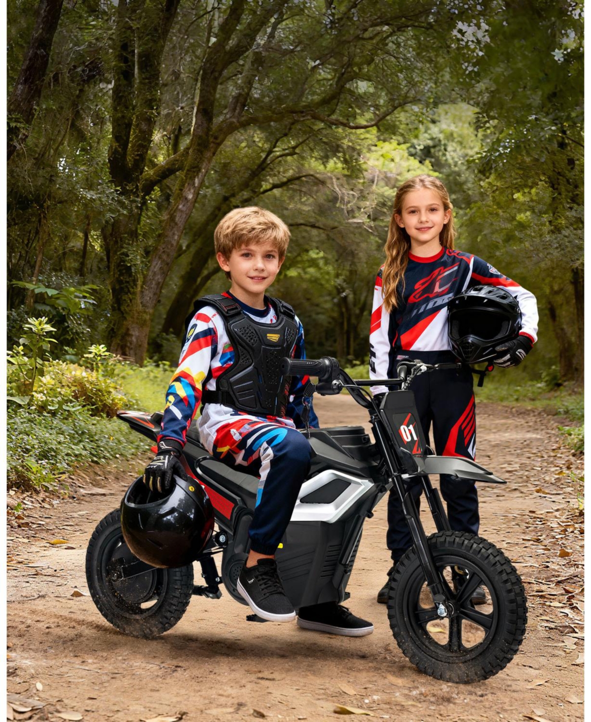 homfan 45.7 x 21.3 x 26.4 Inch Kids Electric Ride On Motorcycle 24V Battery Powered Toy Bike with 350W Motor for Outdoor Riding - Black