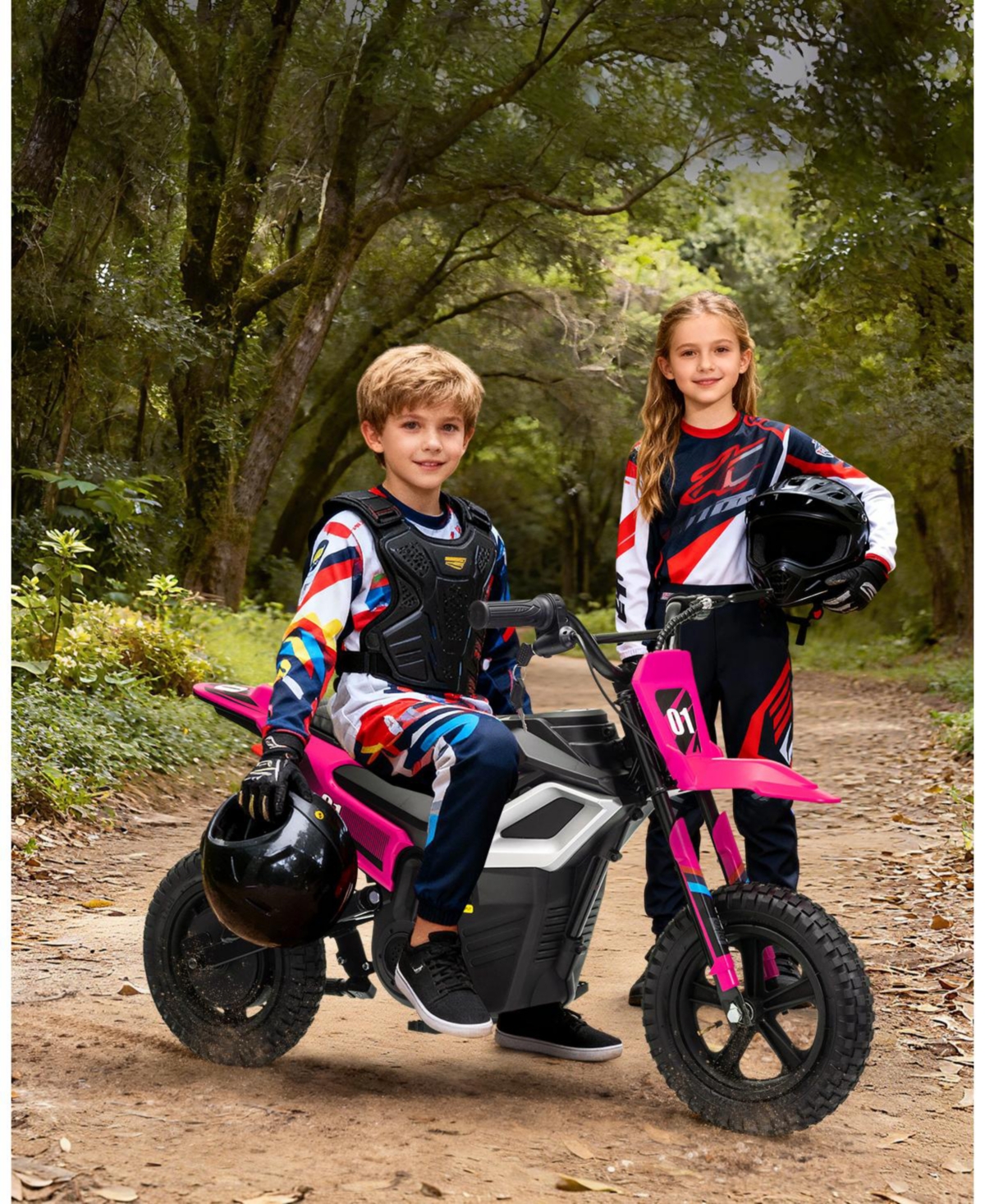 homfan 45.7 x 21.3 x 26.4 Inch Kids Electric Ride On Motorcycle 24V Battery Powered Toy Bike with 350W Motor for Outdoor Riding - Bright Red