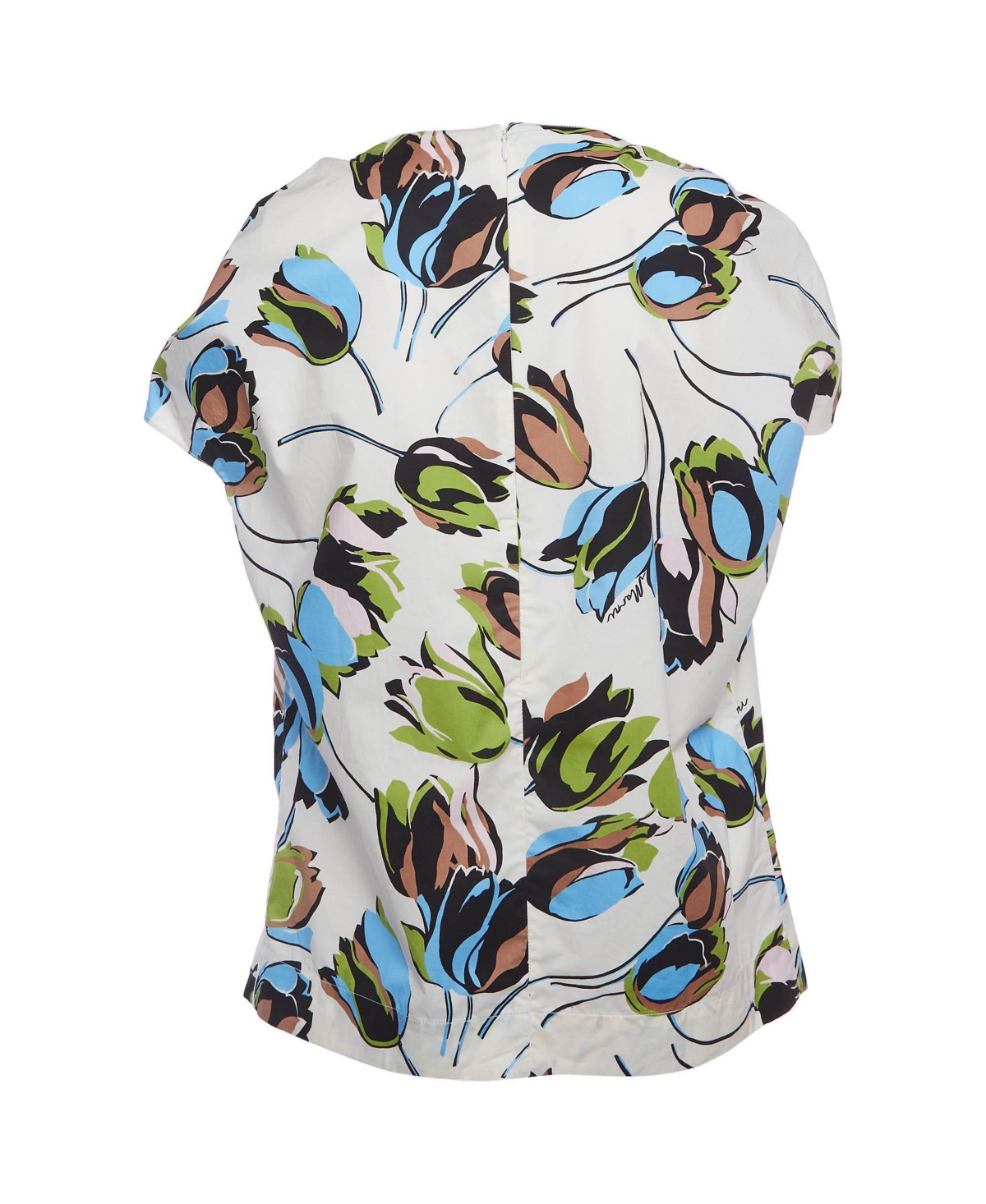 Pre-Owned Marni Women's Tulip Print Pleated Cotton Blouse