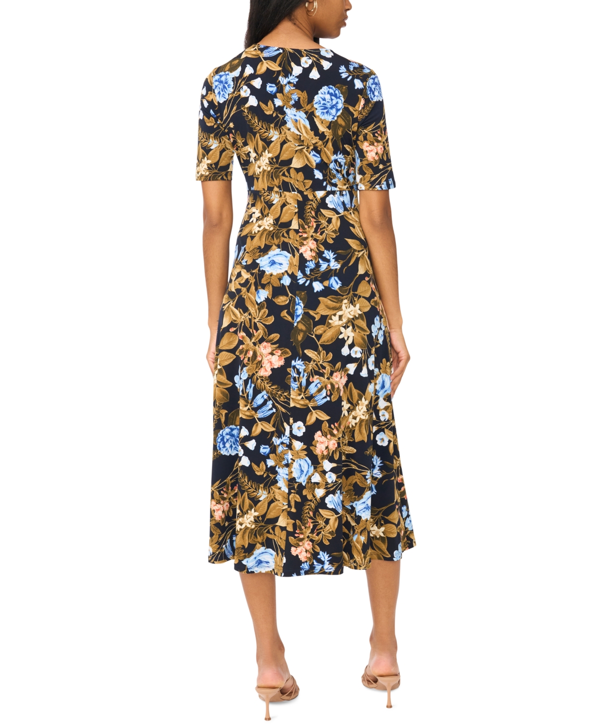 Msk Women's V-Neck Twist-Front Midi Dress