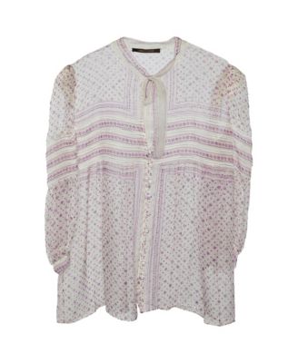 Women's Floral Print Silk Tie-Neck Blouse