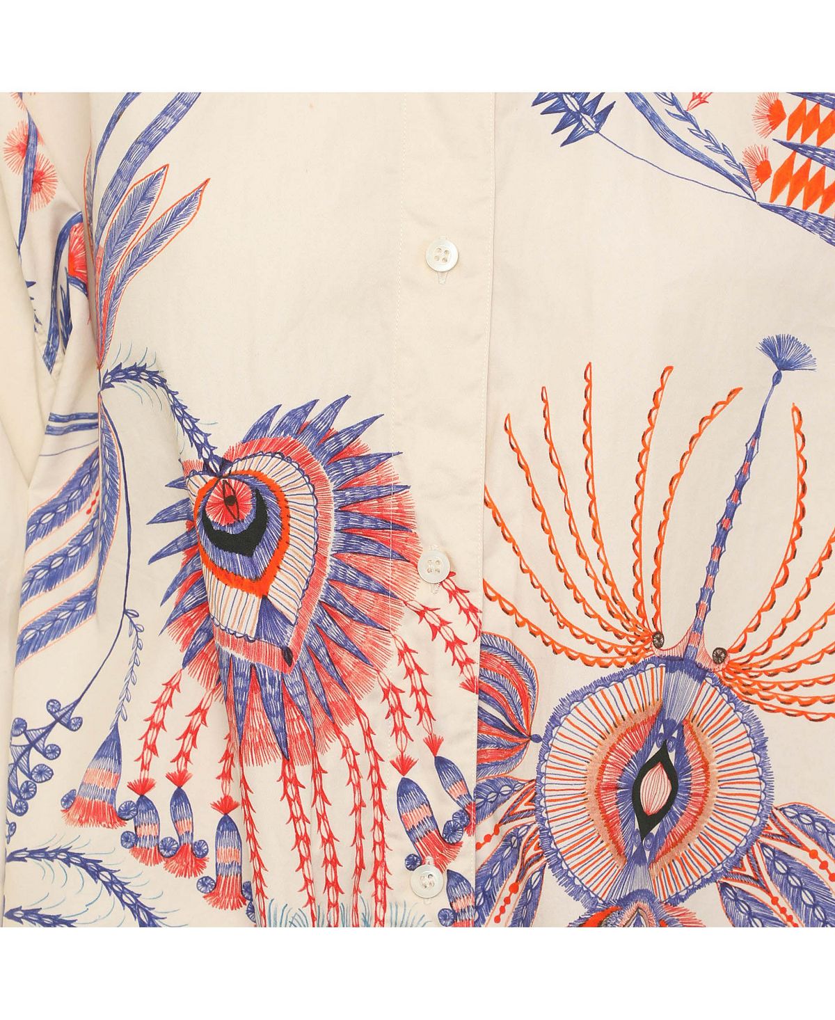 Pre-Owned Dries Van Noten Women's Printed Poplin Drawstring Shirt view 3 — MAYCSS fashion products
