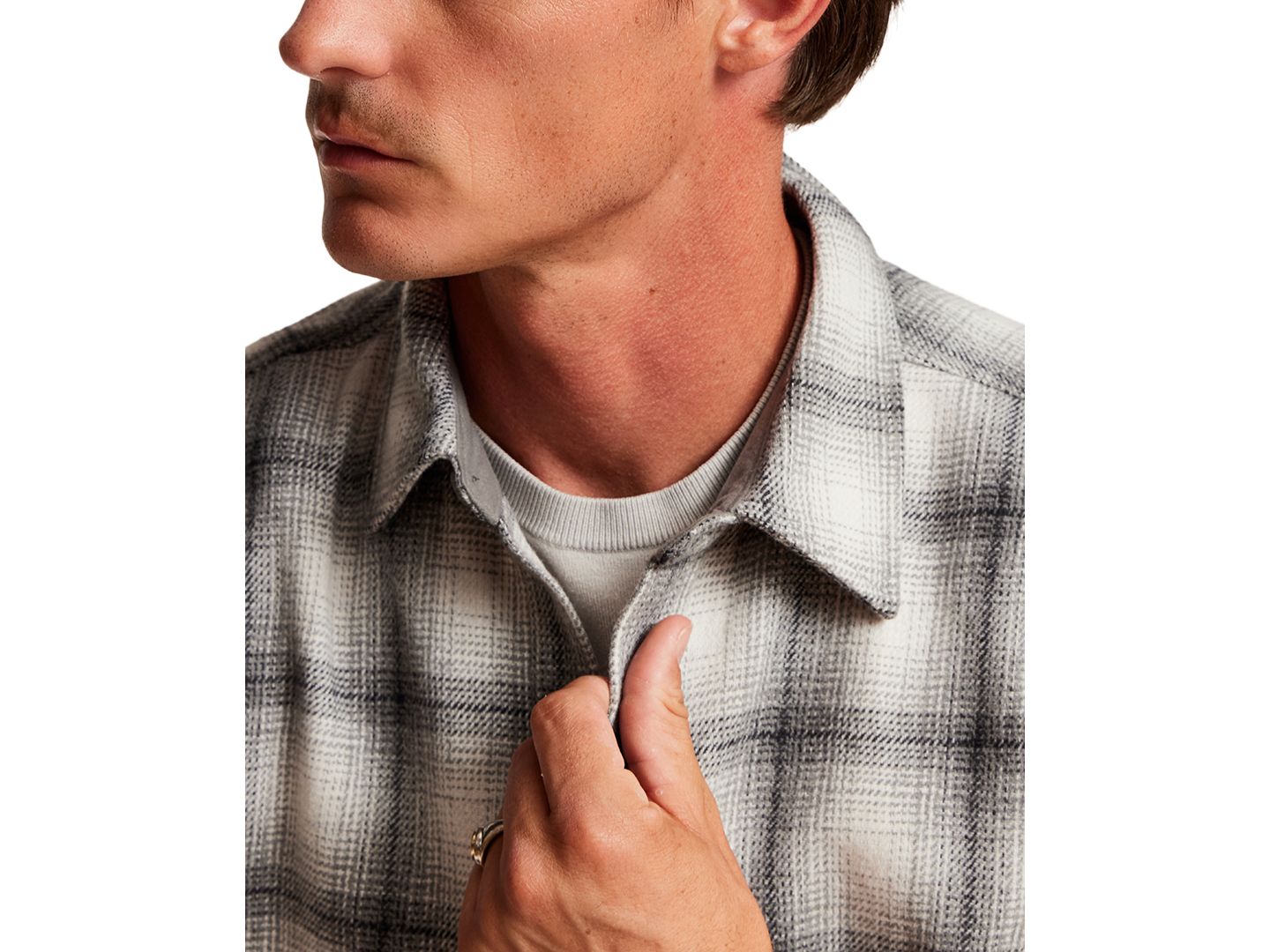 Мужская куртка Vintage & Black Plaid Faux Wool Overshirt, цвет: Кремовый — фото 3