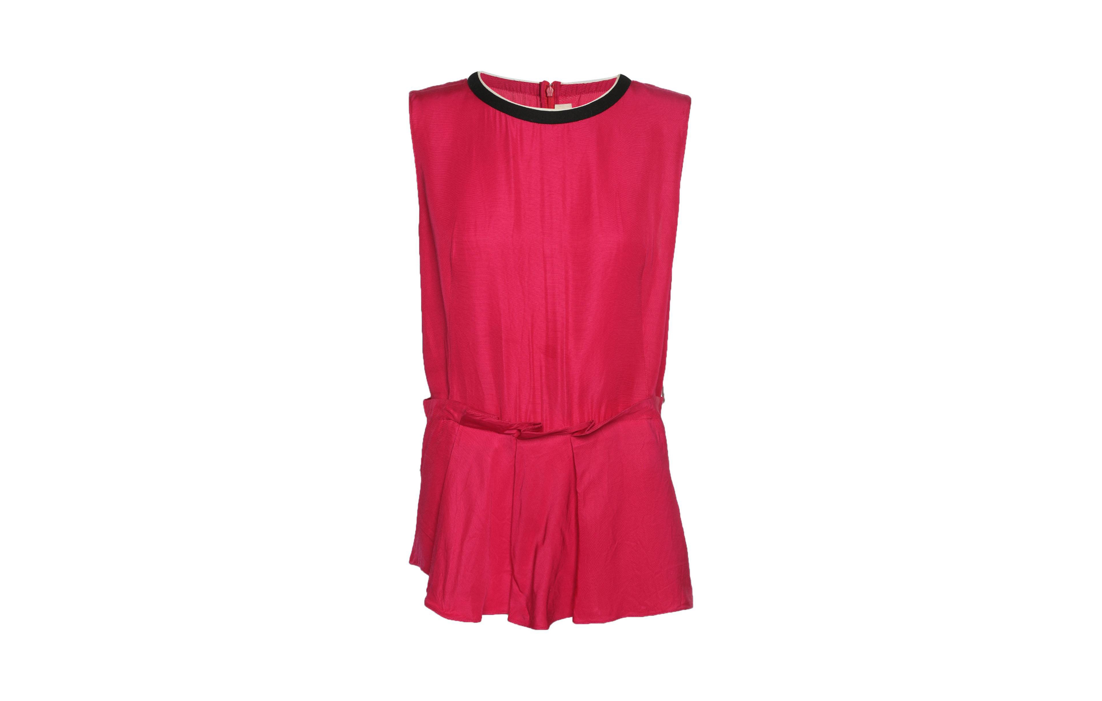 Pre-Owned Marni Women's Contrast-Trim Pleated Satin Sleeveless Top