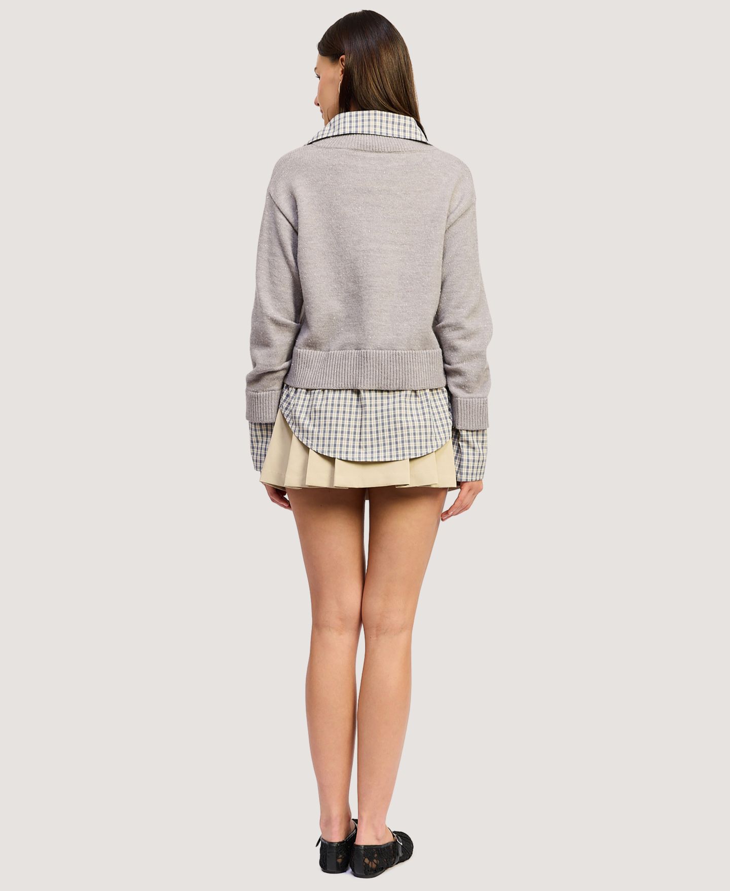 Женская юбка En Saison Annie Side Zipper, цвет: Бежевый тёмно-синий — фото 5