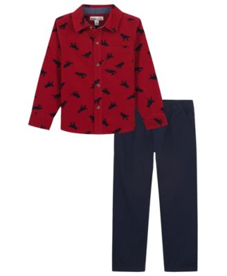 Toddler Boys' 2T-5T Woven Long-Sleeve Shirt and Pants, 2-Piece Set