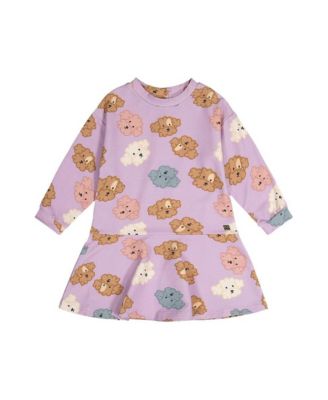 Toddler Girls 2T -5T French Terry Dress Poodle Print