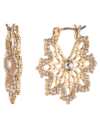 Crystal Filigree Gold-Tone Hoop Earrings