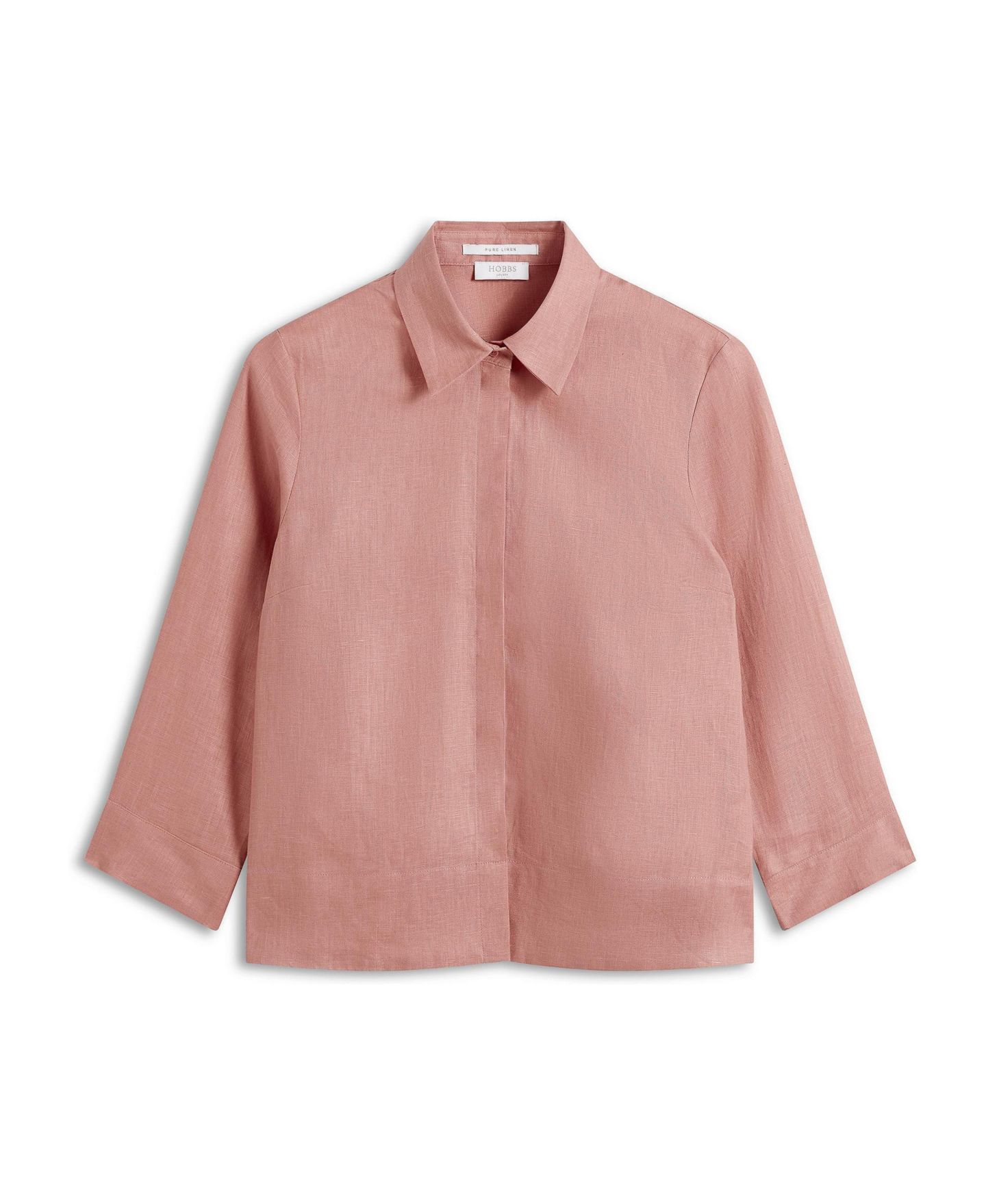 Женская рубашка Hobbs London Nita Three-Quarter Sleeve Linen, цвет: Softpeachpink — фото 6