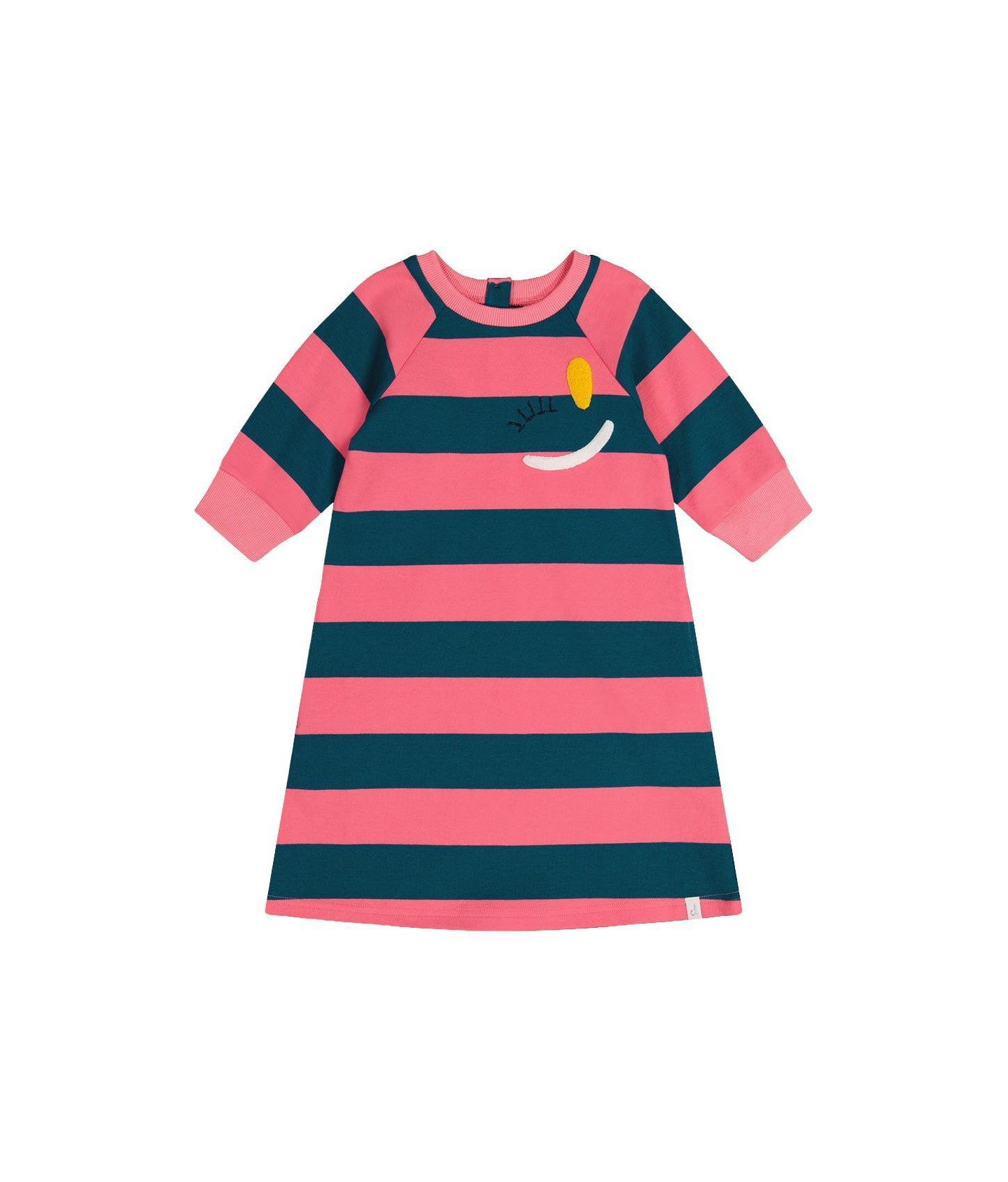 Платье Deux par Deux Engineer Stripe Dress для девочек, цвет: Розовый / Зелёный — фото 1
