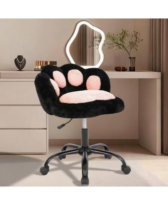 Armless Vanity Office Chair with Cat Back, 360 Degree Swivel and Wheels
