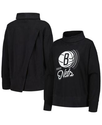 Women's Black Brooklyn Nets Sunset Pullover Sweatshirt