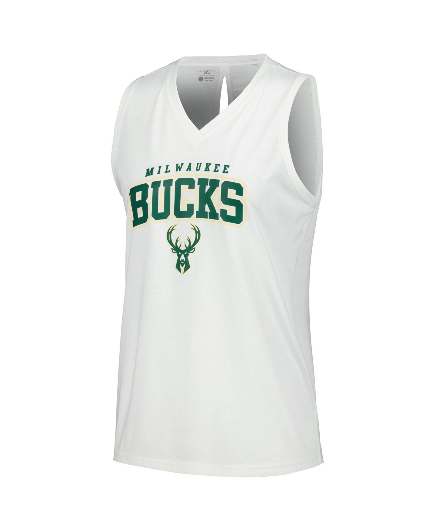 Женский топ LevelWear White Milwaukee Bucks Paisley Peekaboo — фото 2