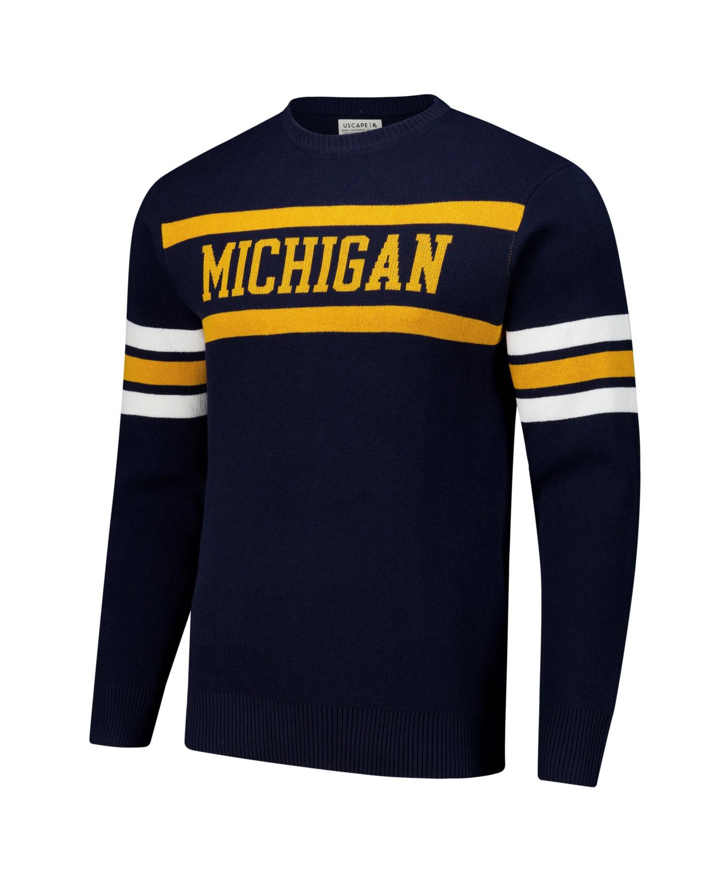 Мужской свитер Uscape Apparel and Navy Michigan Wolverines Renew Knit Vintage Pullover — фото 2