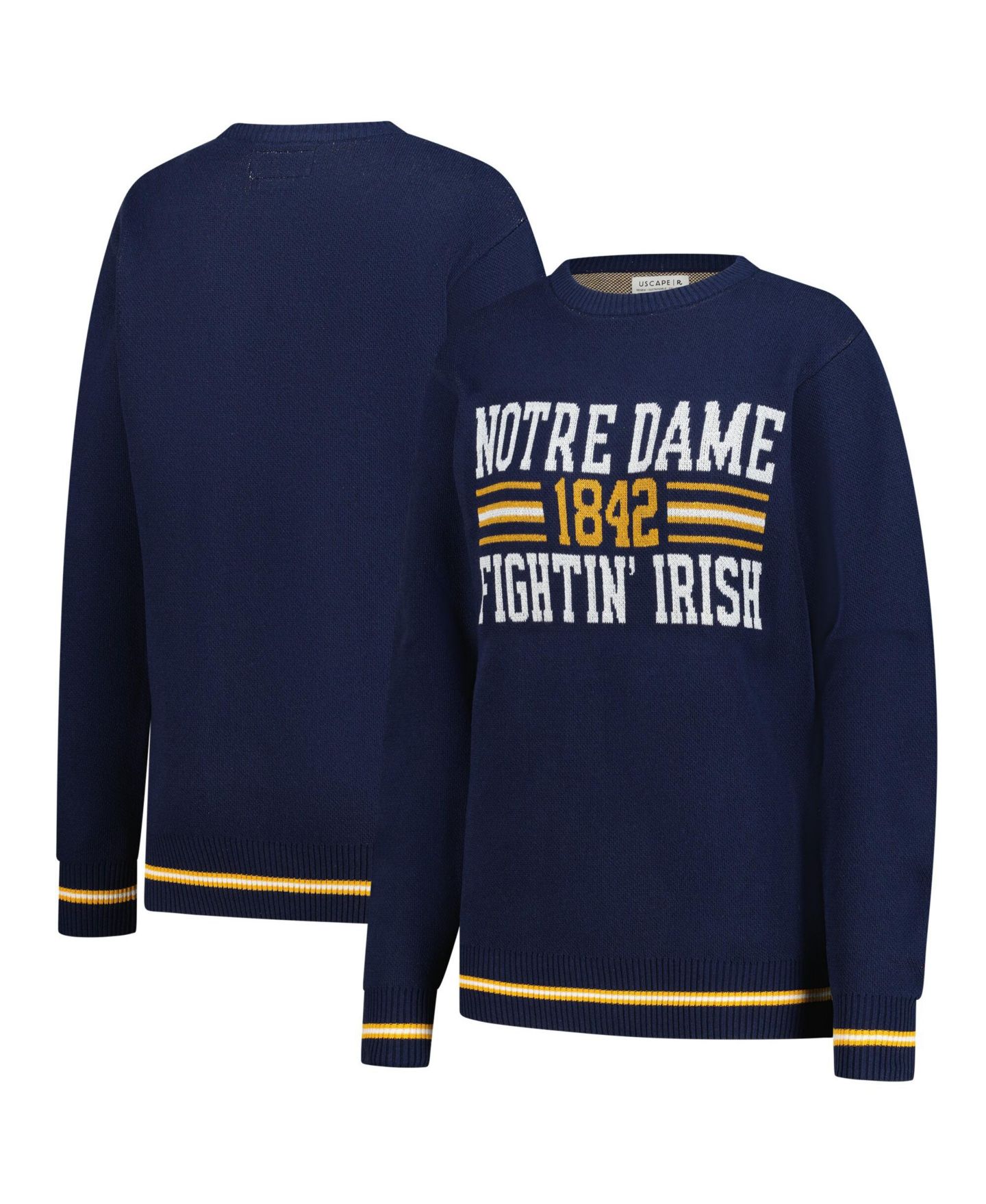 Мужской свитер Uscape Apparel and Navy Notre Dame Fighting Irish Renew Knit Vintage Retro — фото 1