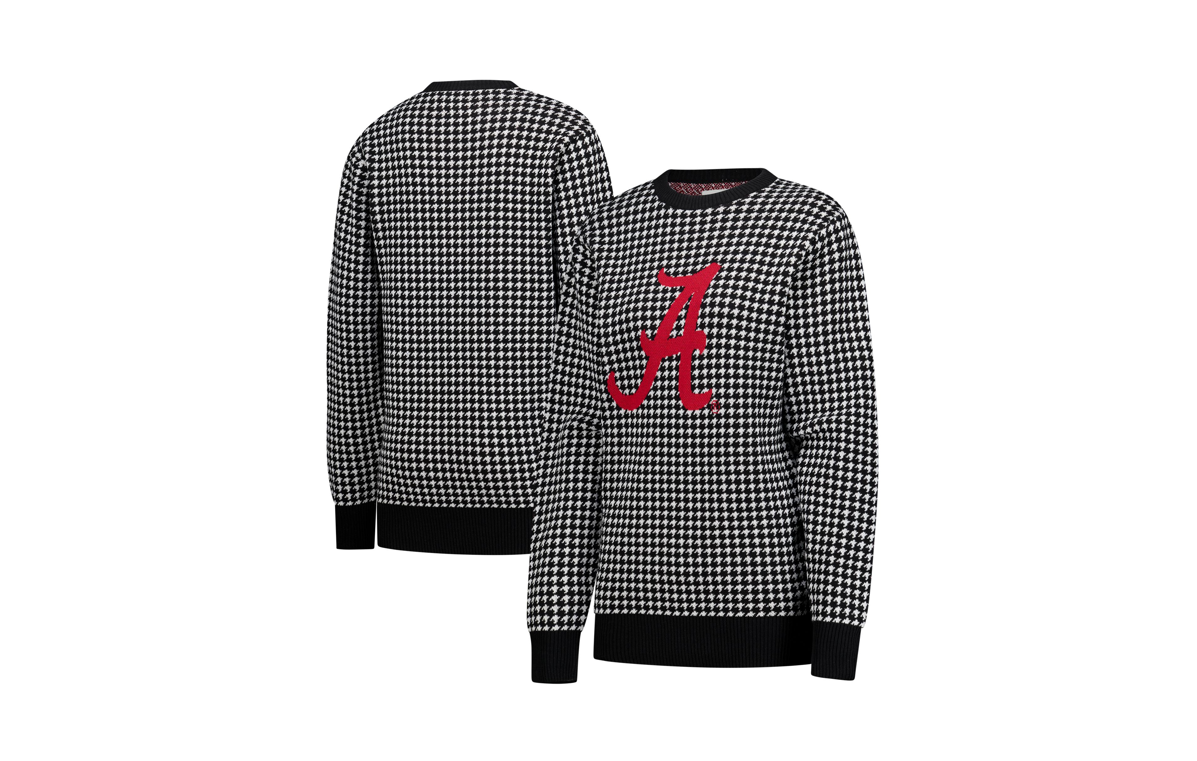 Uscape Apparel Women's Black Alabama Crimson Tide Renew Knit Vintage Houndstooth Sweater