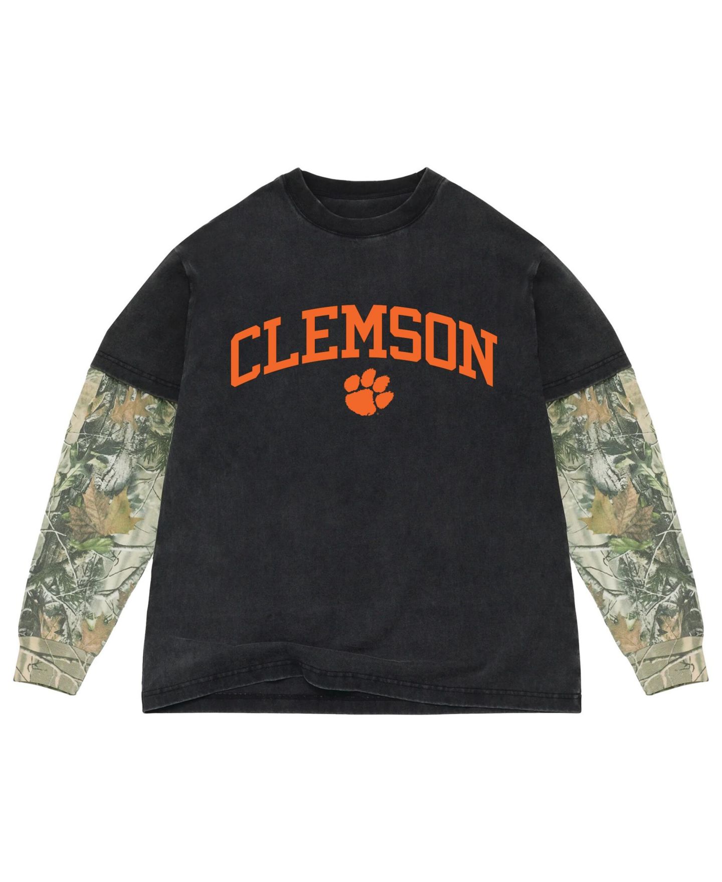 Мужская футболка Uscape Apparel Black/Camo Clemson Tigers Back Bay Twofer Heavyweight Long Sleeve — фото 1