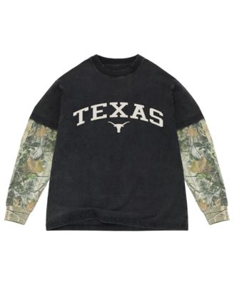 Men's Black/Camo Texas Longhorns Back Bay Twofer Heavyweight Long Sleeve T-Shirt