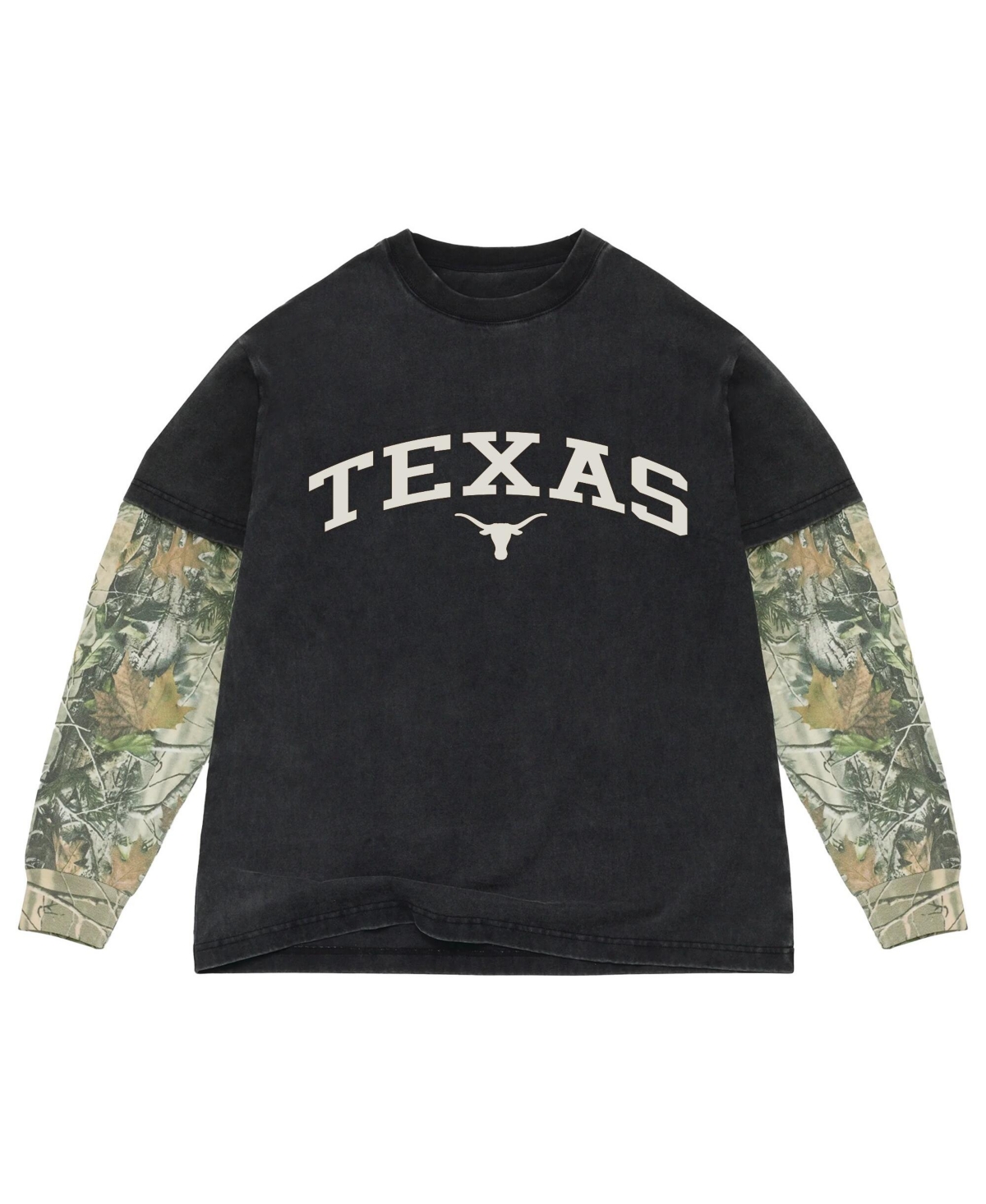 Uscape Apparel Men's Black/Camo Texas Longhorns Back Bay Twofer Heavyweight Long Sleeve T-Shirt