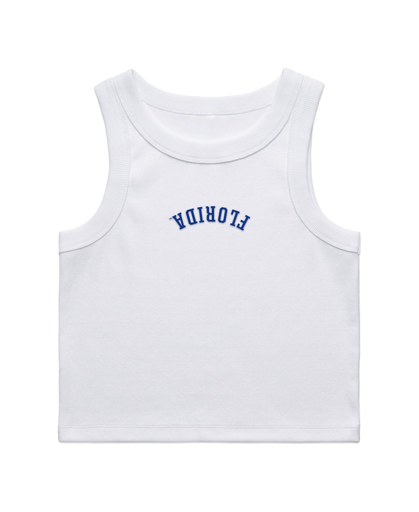 Женский топ Uscape Apparel White Florida Gators Upside Down Embroidery Ribbed Cropped — фото 2