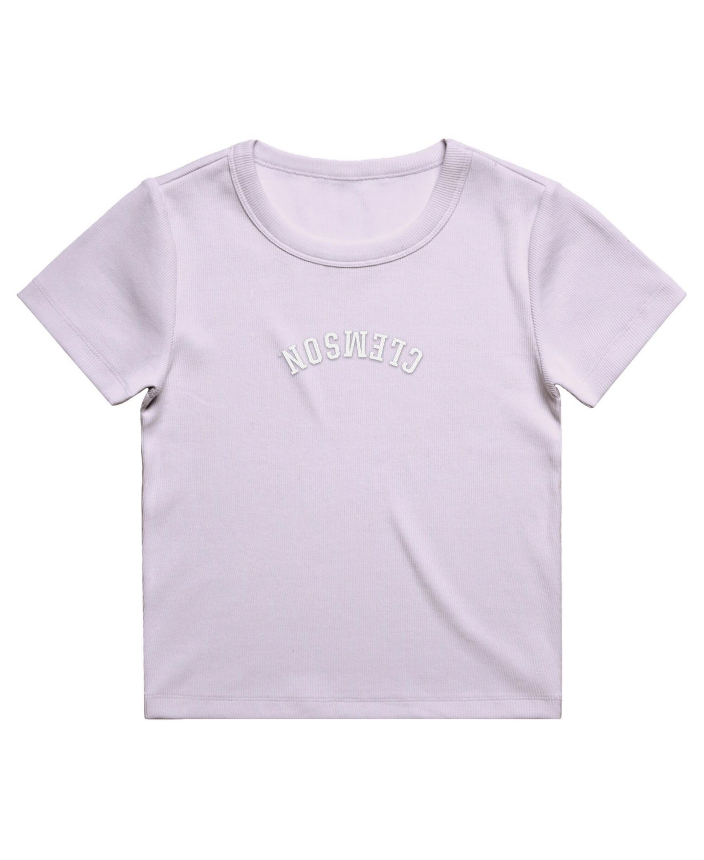 Женская футболка Uscape Apparel Purple Clemson Tigers Upside Down Embroidery Ribbed Cropped — фото 2