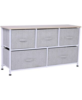 5-Drawer Wide Fabric Dresser - Low-Profile TV Stand and Storage Organizer