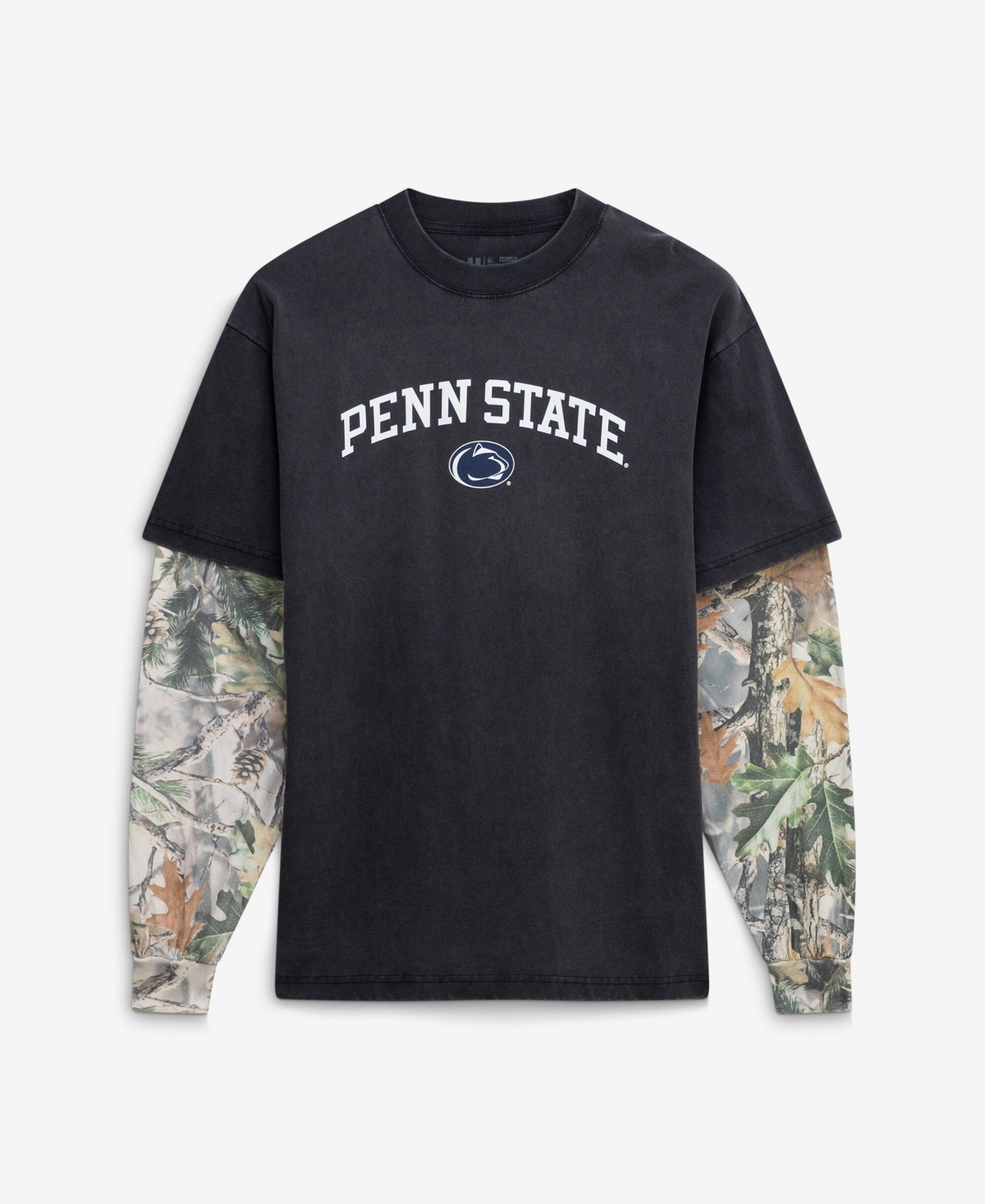 Uscape Apparel Men's Black/Camo Penn State Nittany Lions Back Bay Twofer Heavyweight Long Sleeve T-Shirt - Black