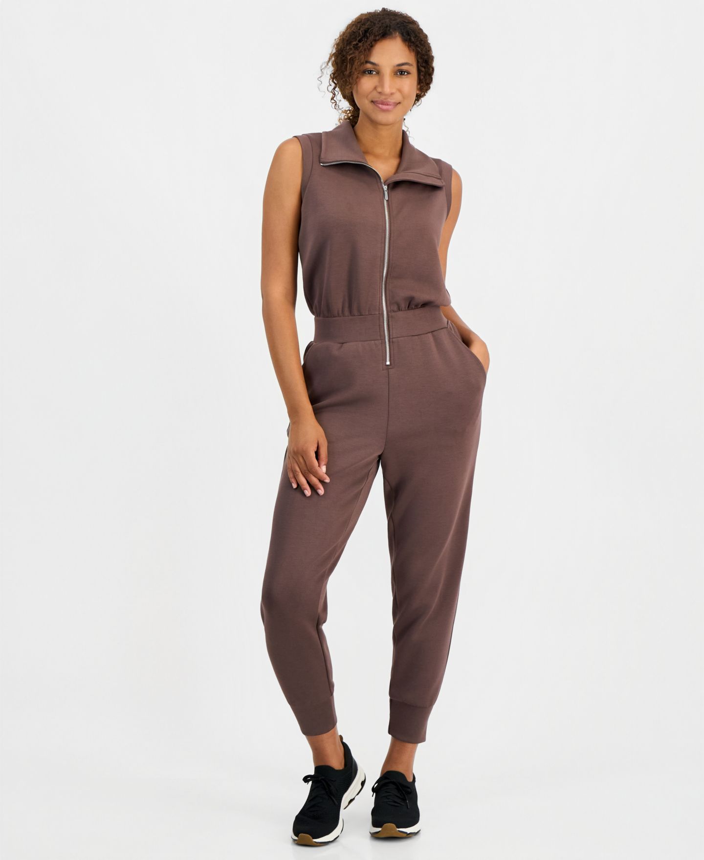 Женский комбинезон ID Ideology Zip-Front Sleeveless Jumpsuit, цвет: Brownie — фото 3