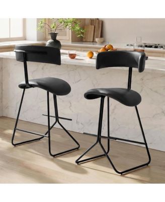 Counter Height Bar Stool with Plywood Seat and Metal Frame for Kitchen Island Dining