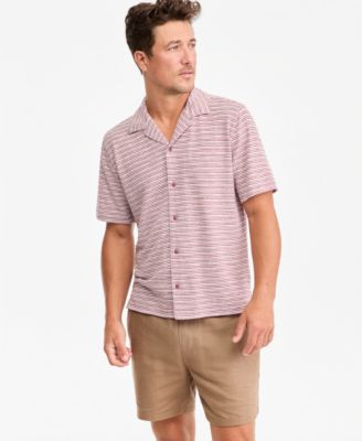 Men's Short-Sleeve Wave Textured Camp Collar Shirt