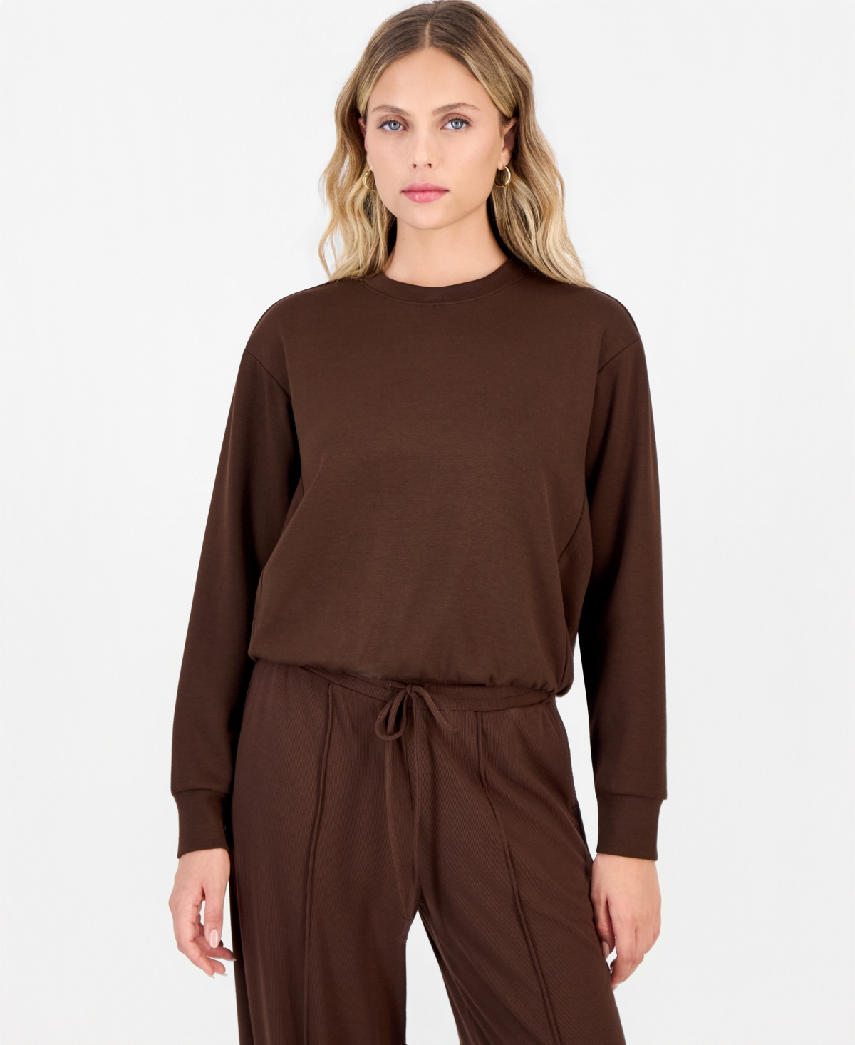 I.n.c. International Concepts Petite Crewneck Bubble-Hem Top, Macy's Exclusive