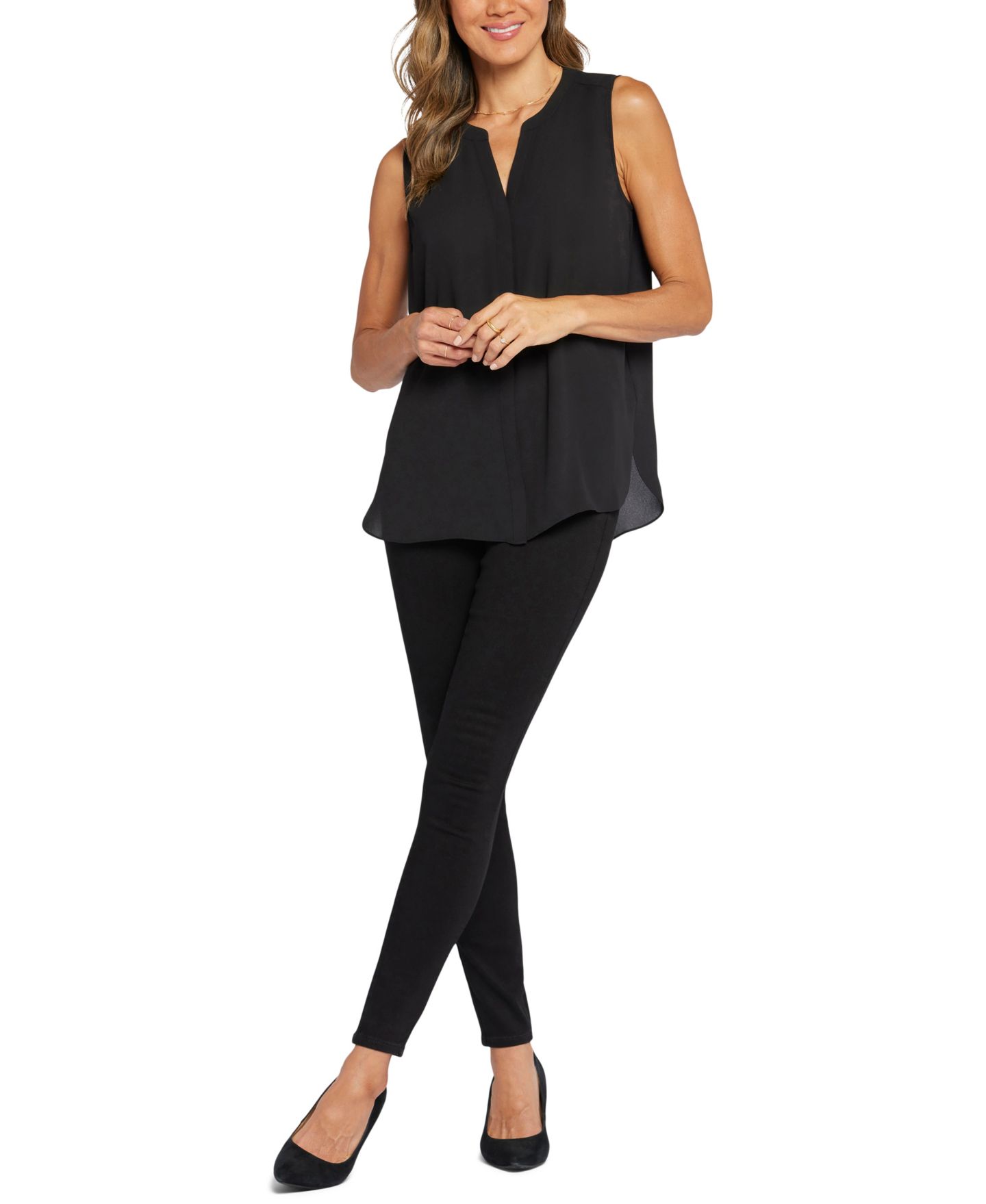 Женский топ NYDJ Sleeveless Pintuck, цвет: Чёрный — фото 2