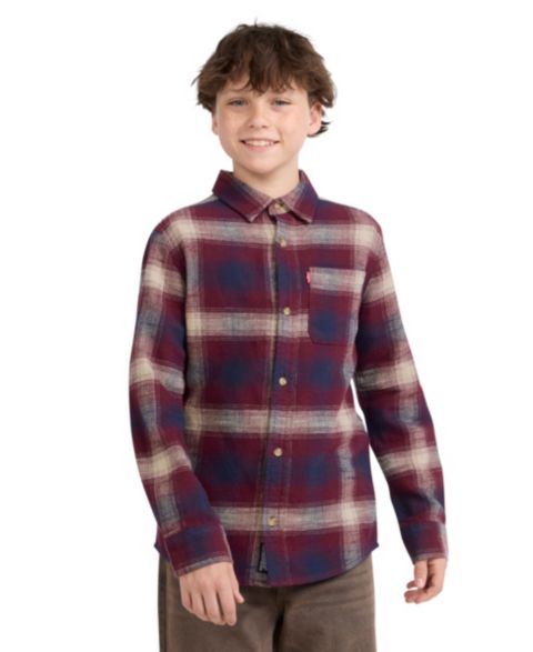 Рубашка Levi's Shadow Plaid Long-Sleeve для мальчиков, цвет: Tawny Port