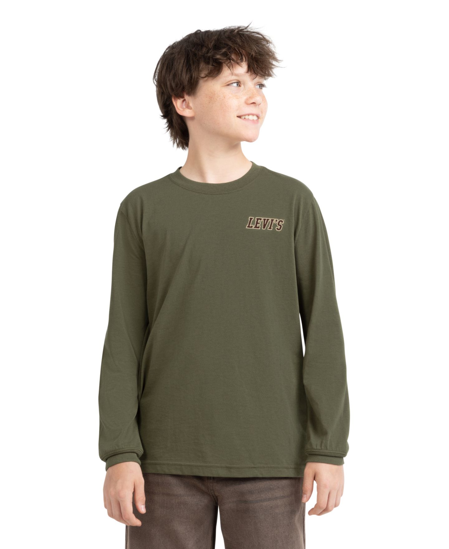 Футболка Levi's In the Woods Long-Sleeve для мальчиков, цвет: Оливковый ночной — фото 2