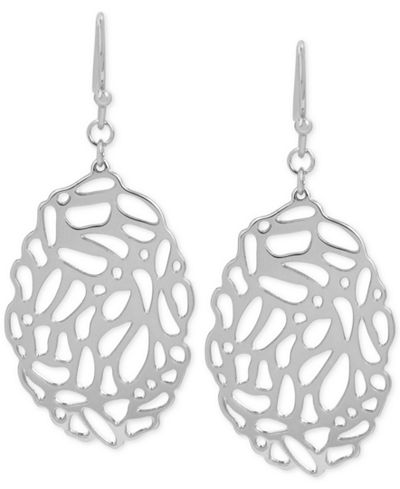 Touch of Silver Filigree Oval Drop Earrings in Silver-Plate