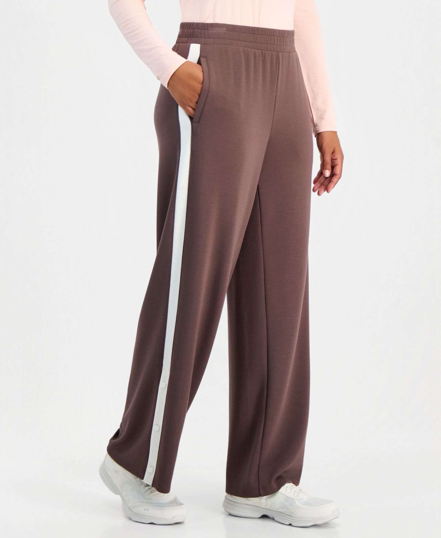 Женские брюки ID Ideology Wide-Leg Butter-Soft Striped, цвет: Brownie — фото 3