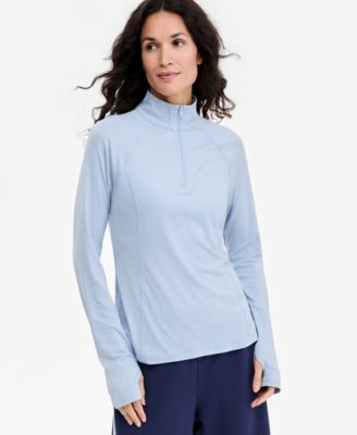 Women's Quarter-Zip Mock-Neck Long-Sleeve Pullover