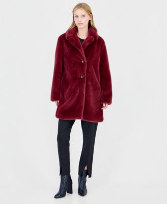 Women's Notch Collar Faux Fur Coat