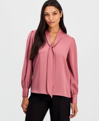 Women's Tie-Neck Long-Sleeve Blouse