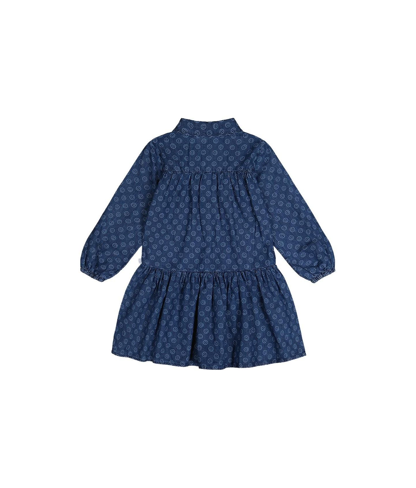 Платье Deux par Deux Shirt Dress Smiley Print для девочек, цвет: Синий с принтом — фото 6