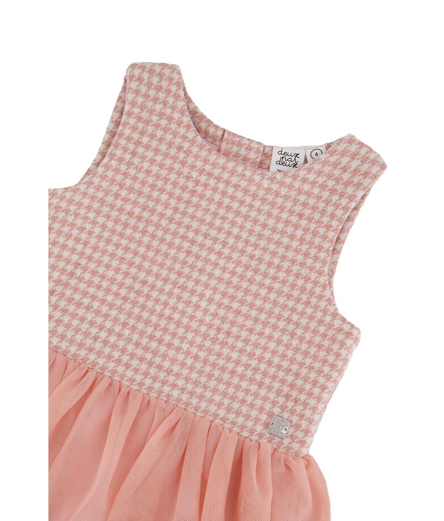 Платье Deux par Deux Bi-Material Sleeveless Dress Houndstooth для девочек-малышей, цвет: Гусиная лапка розовый — фото 7