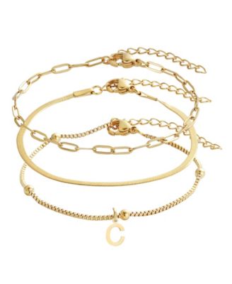 Tarnish Resistant Gold Set of 3 Chain Bracelets