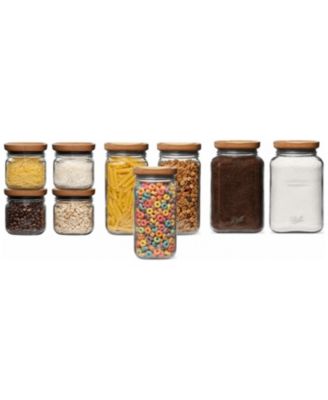 Stack and Store Glass Mason Jars with Wood Lids - 9 Jars Total
