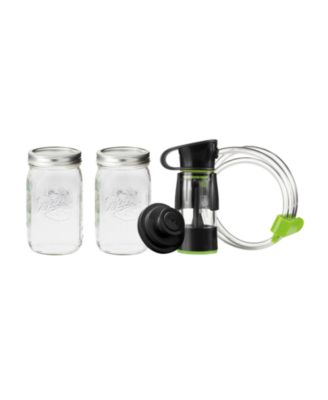 Mason Jar Vacuum Sealer Kit with Handheld Sealer and Jar Seal Lids - Wide Mouth - Quart Size (32 oz)