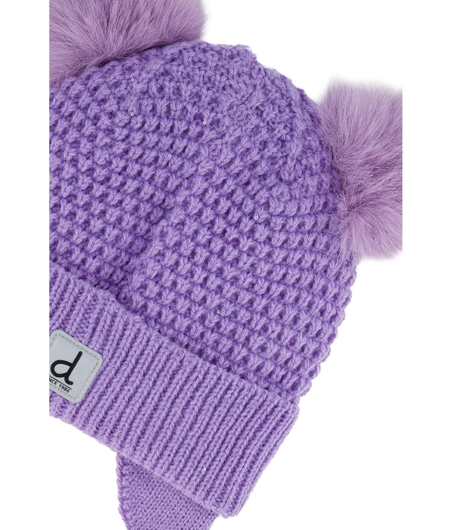 Шапка Deux par Deux Winter Knit Hat with Ears для девочек, цвет: Фиолетовый — фото 4