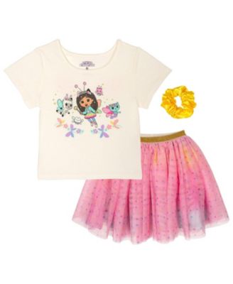 Toddler Girls (2T-12) T-Shirt and Tutu Skirt Set with Scrunchie