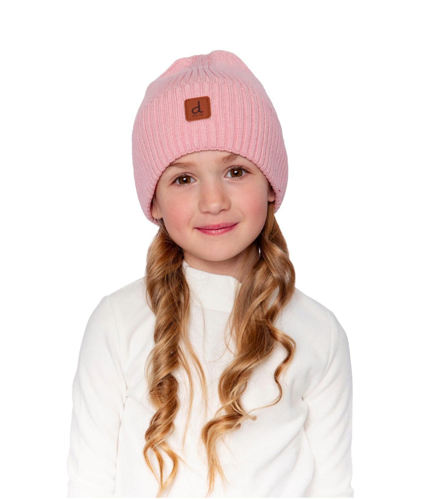Шапка Deux par Deux Years Ribbed Knit Hat для девочек, цвет: Бледный пыльный розовый — фото 2