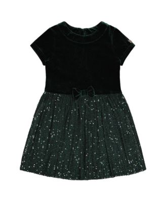 Toddler Girls (2T-5T) Bi-Material Short Sleeve Dress with Glittering Skirt